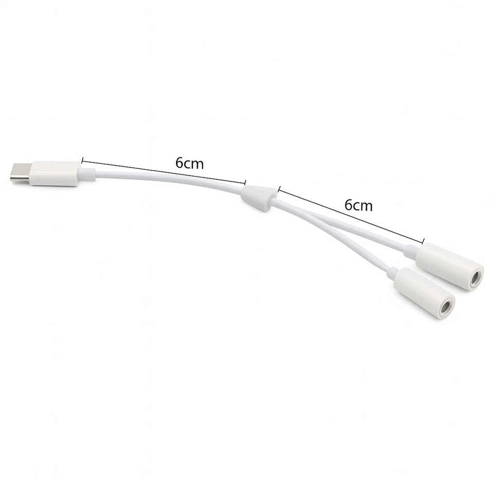 P05 USB Type-C auf 2x 3,5mm Klinken Buchse Audio Adapter Kopfhörer Aux Splitter - Bild 4 von 4