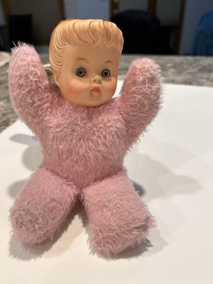 1960 s Cuddle Toy By DOUGLAS. 7 1/2   girl doll Rubber Head And A Pink Soft Body