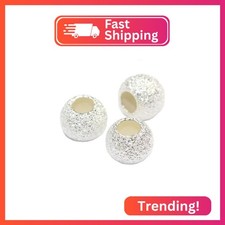 100pcs 4mm/0.16 inch Sparkle Sterling Silver Plated Stardust Round Beads