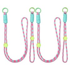 2Set Heavy Duty Paracord Keychain Lanyard for Keys , Pink/Green/Sky Blue