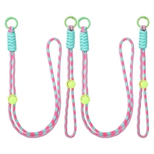 2Set Heavy Duty Paracord Keychain Lanyard for Keys , Pink/Green/Sky Blue