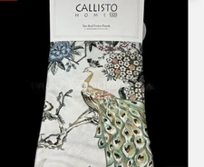 Callisto Home PEACOCK FLORAL Window Curtains 2  Panel Set Each 38x96 ~IVORY 