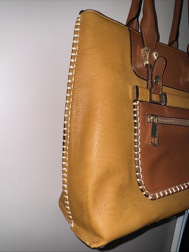 Clarks Purse Handbag Vintage Camel Brown Leather Extra Strap Removable Pouch - Picture 4 of 11