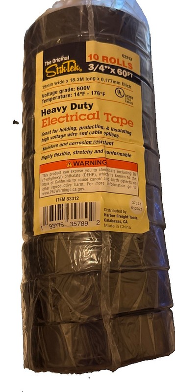 Heavy Duty Electrical Tape 3/4”x60ft 9 Rolls