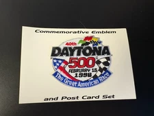 1998 Daytona 500 Commmermorative Patch & Postcard - 40th 2/15/98