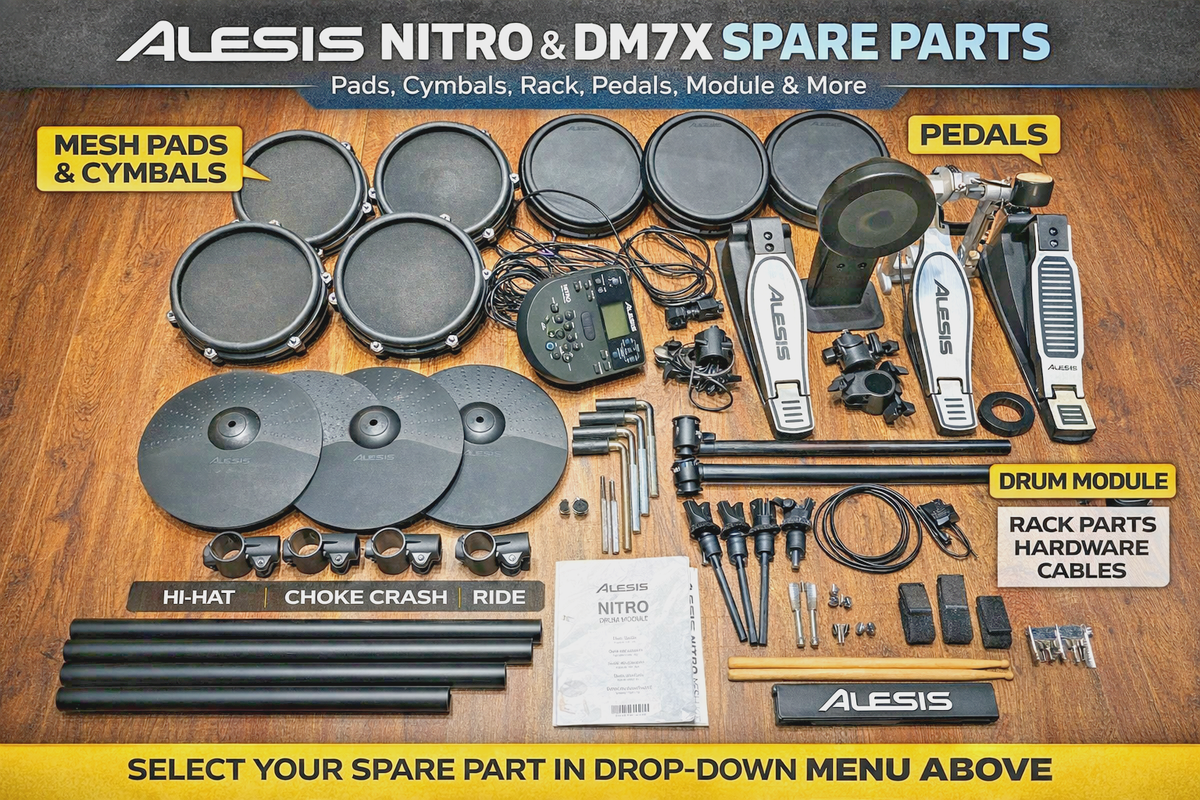 Alesis Nitro DM7x Mesh Drum Kit SPARE PARTS – Pads Cymbals Rack