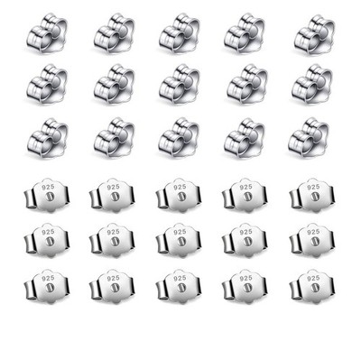 30PCS 925 Sterling Silver Earring Backs 15 Pairs Secure Ear Locking Nuts