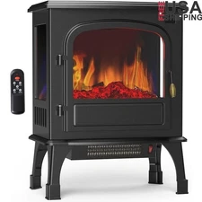 Electric Fireplace Heater Adjustable Flame Remote Timer Overheat Protection New