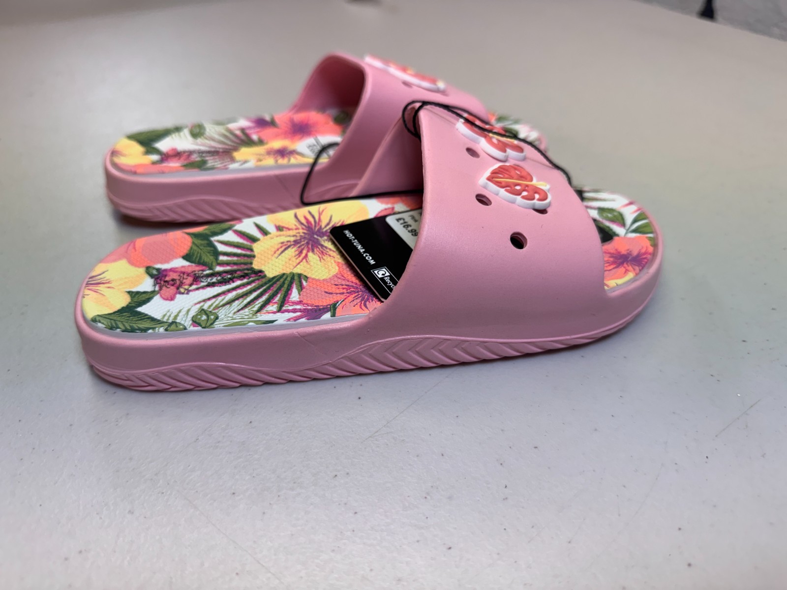 Hot Tuna Kids Slider Sandals Pink Floral Slides Summer Shoes UK 1 EU 33
