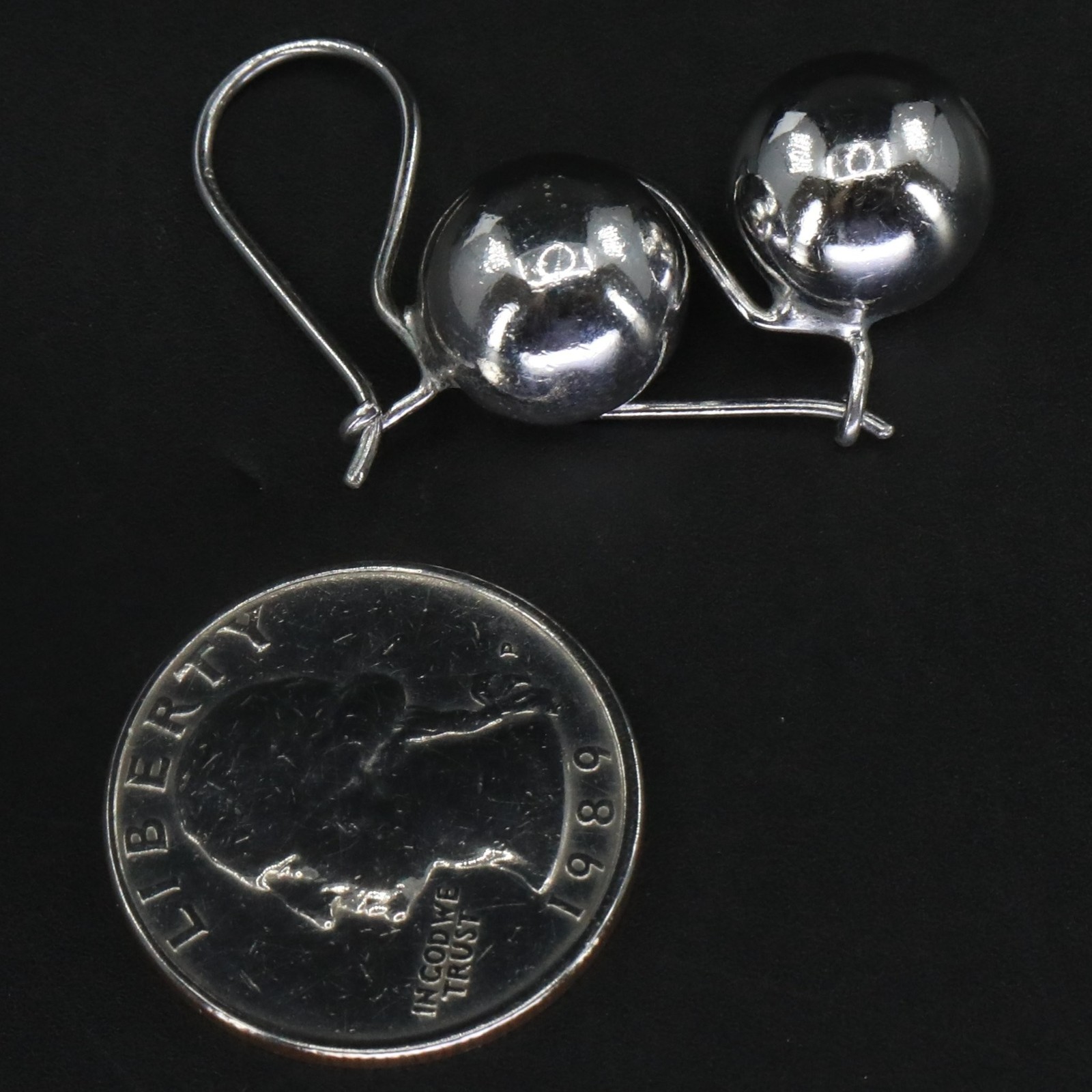 Sterling Silver - Solid Ball Orb Dangle Earrings … - image 4