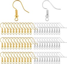 400 Pcs Stainless Steel Earring Hooks French Wire Fish Hooks Gold Silver DIY