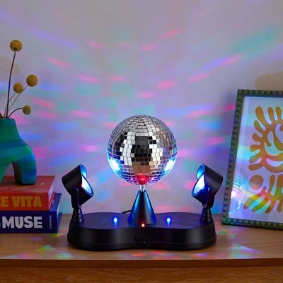 Drehbare Discokugel LED Schreibtisch Tisch Lampe Party Club Leuchte RGB Strahler USB Stecker
