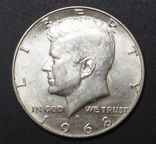 1968-D  Silver Kennedy Half Dollar Almost Uncirculated