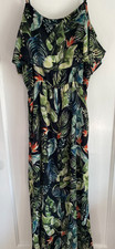 Sanctuary Dress M Medium Black Tropical Floral Cold Shoulder Faux Wrap Maxi D090
