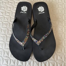 Yellow Box Zemily Multi-colored Rhinestone Flip Flop Sandal - Black - Size 11