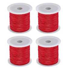 4 Rolls Nylon String Cord 45 Yards 0.4mm Nylon Cord Beading Satin String, Red