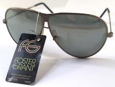 NOS Vintage 1980 s Sunglasses Foster Grant Gold Frame Gray Aviator Lens