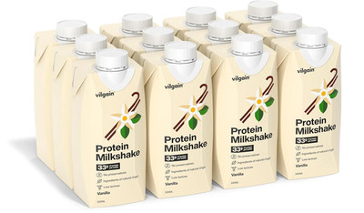 Vilgain Protein Milkshake (12X330 Ml) Vanille   33 G Eiweiß Pro Portion, Laktose