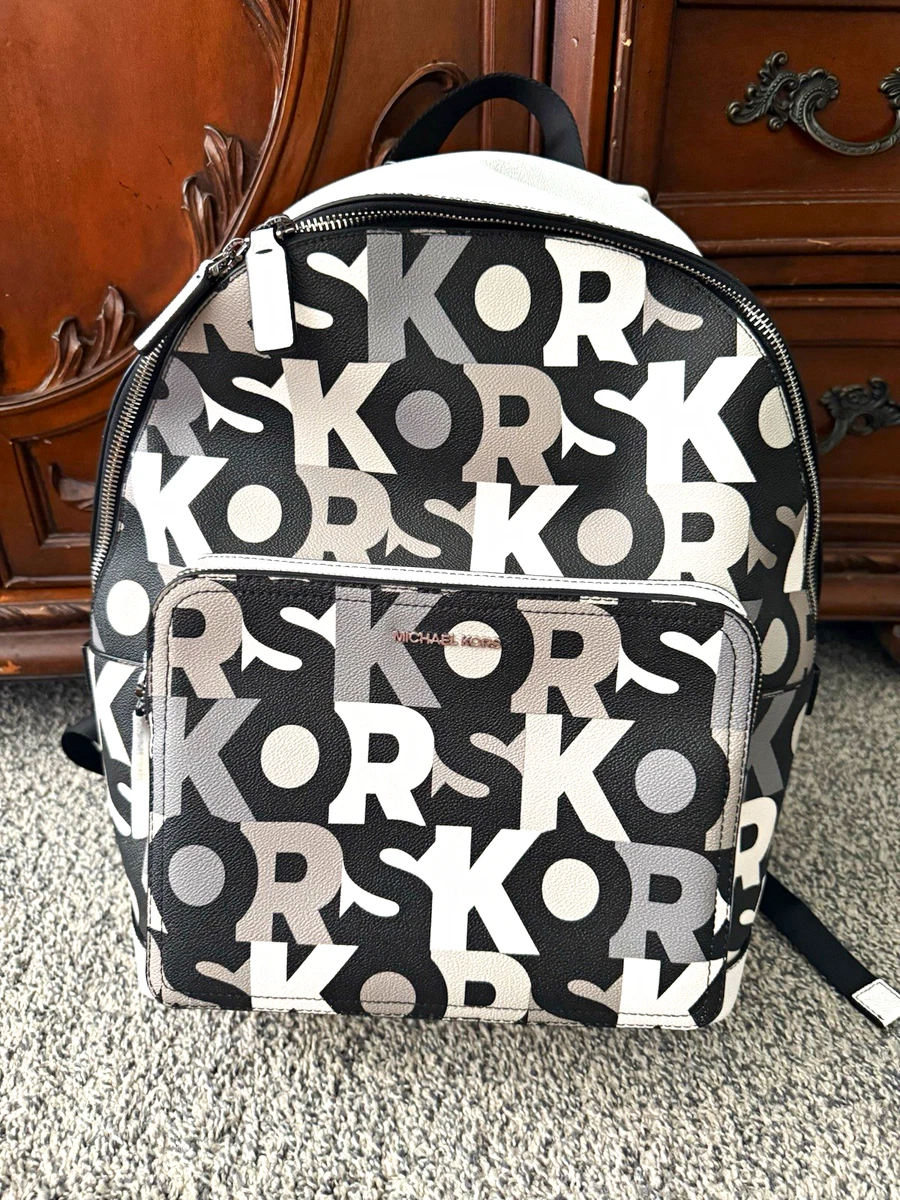Michael Kors Black Leather MK Printed Zipper Closure Top Handles Backpack Michael Kors Men main image 2