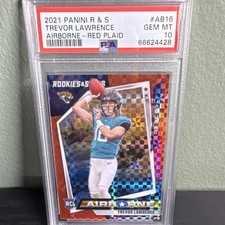 Panini 2021 Rookies & Stars Airborne Trevor Lawrence Red Plaid PSA 10 AB16