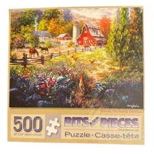 Bits and Pieces NEW Sealed 500 Piece Puzzle Grazing the Fertile Farmland 18x24