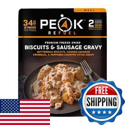 Peak Refuel Biscuits Sausage Gravy Freeze Dried Backpacking Camping Emergency