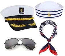 DPLin Yacht Captain Hat Sailor Accessories Costume One Size, 4pcs Set