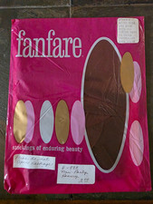 NIP Vtg Fanfare Micro Mesh Nylon Stockings One Size Fits All Coffee Irregulars