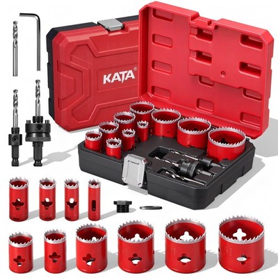 KATA 16Pc M42 Cobalt Bi Metal Hole Saw Kit Deep Cut Wood Metal PVC Set