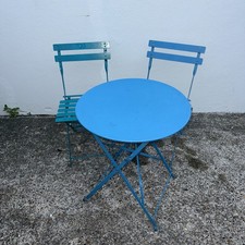 Bistro Table & Chairs Set Patio Finish Garden Foldable Metal 3PCS Outdoor