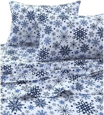 Snowflakes Printed Flannel 170-GSM Solid DP Sheet Set KING