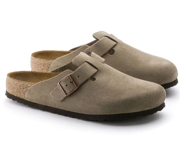 New Birkenstock Boston Taupe Suede Leather Soft Footbed Clog Unisex Shoes 37-45 2