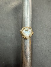 5.73g VTG 14k Yellow Gold Pearl & Diamond Brutalist Ring Size 5.75 Jewelry Lot D