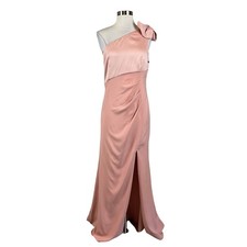 Adrianna Papell Women's Formal Dress Size 8 Pink Crepe Satin One Shoulder Gown