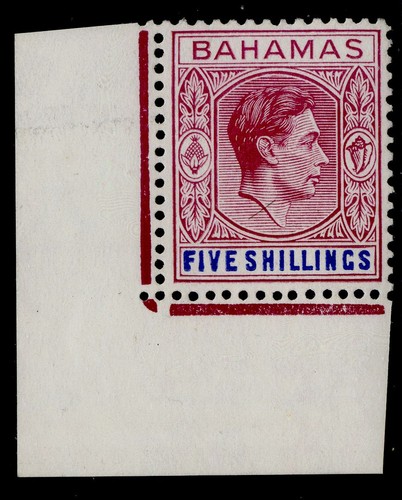 BAHAMAS GVI SG156e, 5s red-purple & deep bright blue, NH MINT. Cat £28. MARGINAL