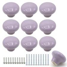 10Pack Ceramic Cabinet Knobs, 1.26Inch/32mm Purple Round Drawer Dresser Knob ...