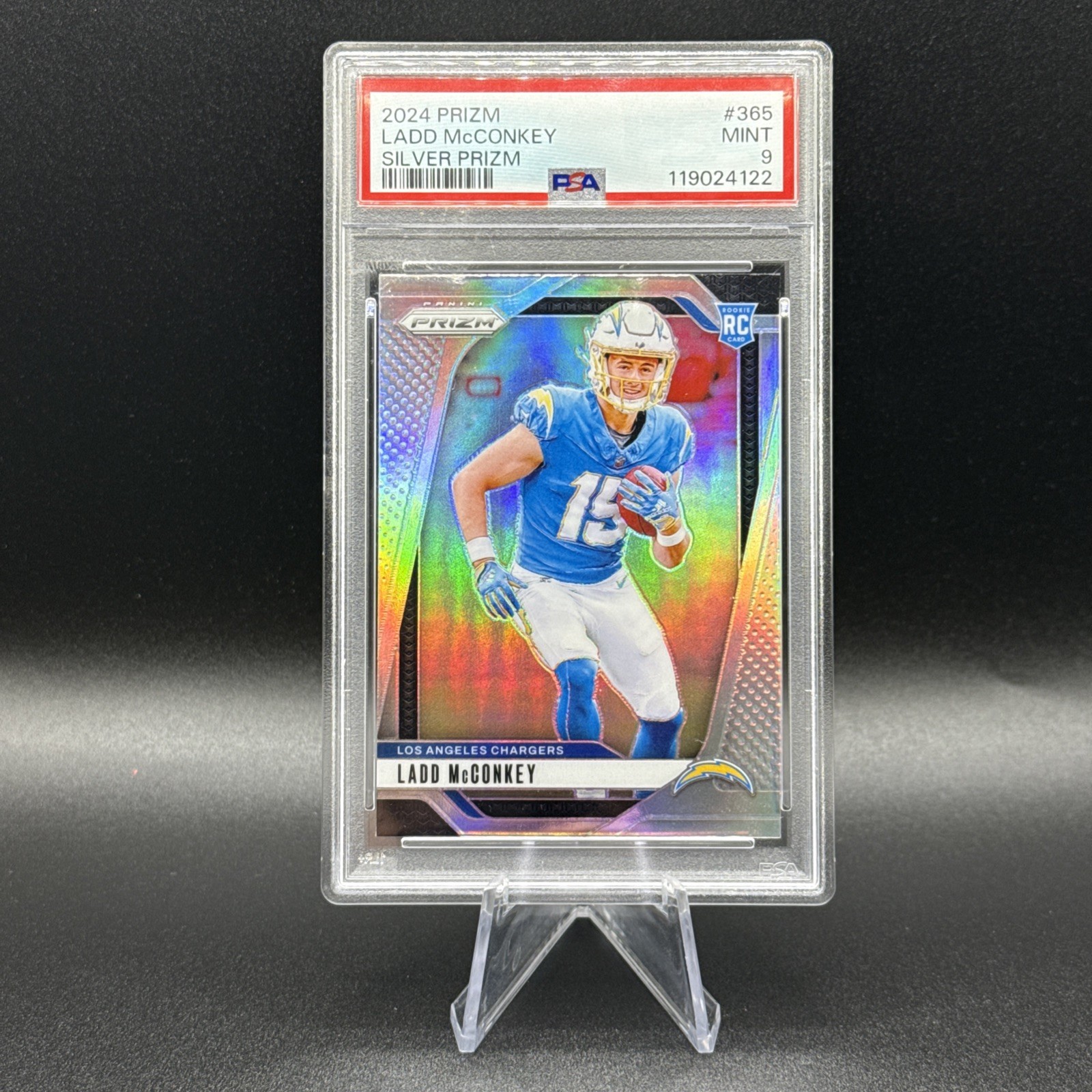 PSA 9 SILVER 2024 Panini Prizm - Rookies Ladd McConkey #365 Silver Prizm (RC)