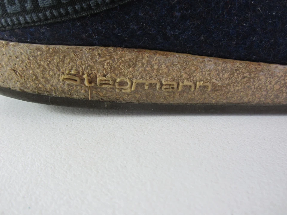 Tamancos femininos Stegmann 9 azul marinho lã feltrada slip on mules sapatos confortáveis - Imagem 4 de 4