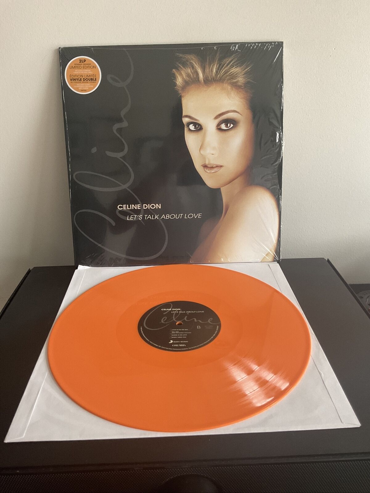 CELINE DION Let’s Talk About Love 2LP VG++ ORANGE VINYL in Shrink w/HYPE STICKER