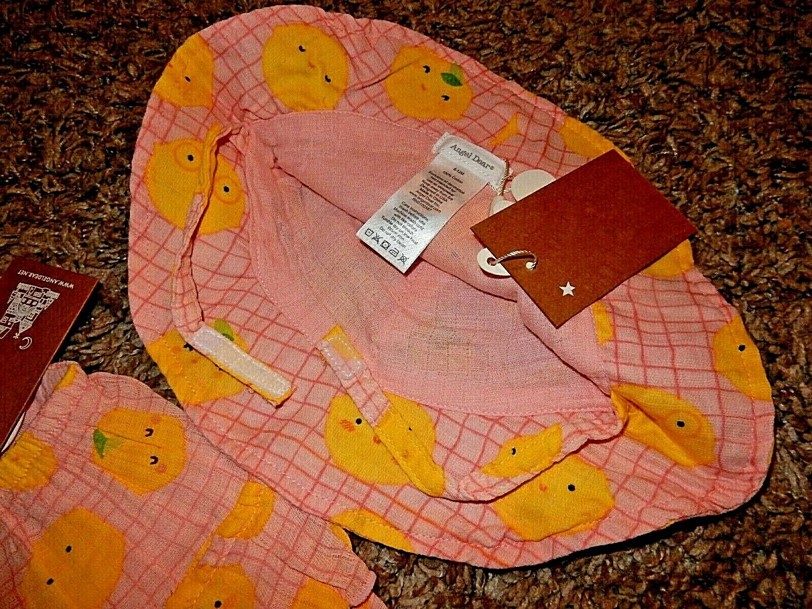 PONY Set coperta culla 3U ANGEL DEAR LEMONS Muslin & cappello da sole & SWADDLE nuova con etichette