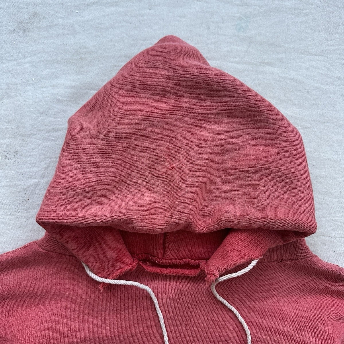 Vintage 1950s 60s Faded Red Cotton Hoodie Pullover