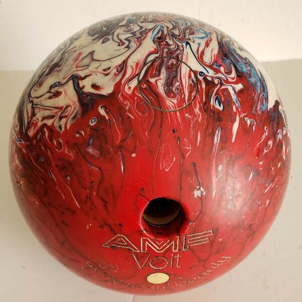 AMF Voit American Beauty 12 Pound Bowling Ball Red White Blue Swirl
