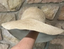 Vintage Strawbridge And Clothier Fuzzy Faux Fur Wide Floppy Brimmed Hat Cream