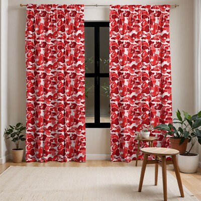 A Bathing Ape Pattern Red Curtain, Bape Curtain, Street Fashion, Panels 