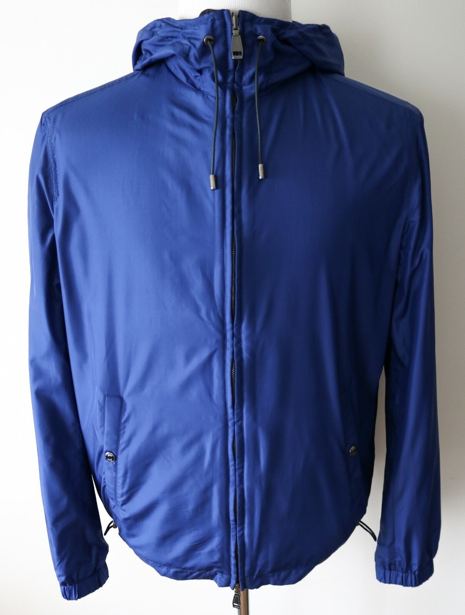 MA-1 BRIONI Men Jacket SLT90L O2401 4000 BLUE $4525 BRIONI Blue Lightweight Reversible Hooded Jacket