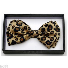 NEW BOWTIE BROWN TAN WITH LEOPARD PRINT BOW TIE