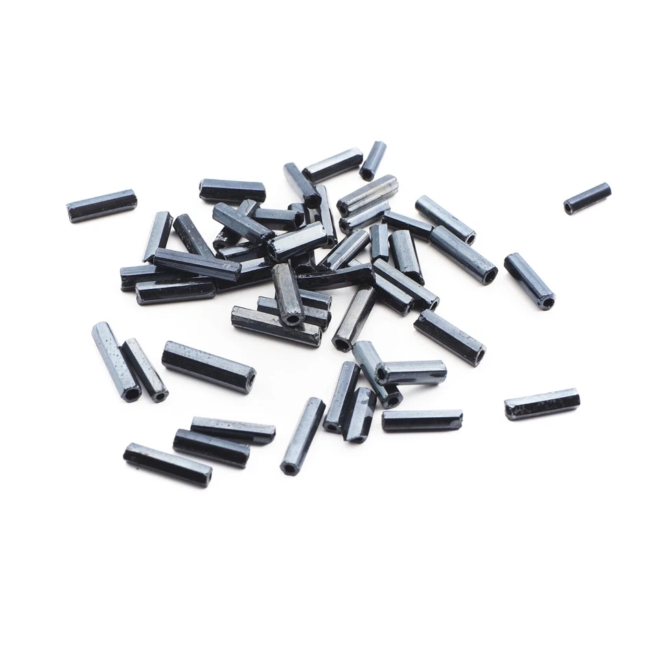 Lote 40 cuentas de vidrio corneta pentágono negro hematita checa vintage Foto 2 de 3