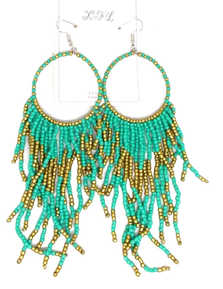 Pendientes de moda belleza Borla Turquesa