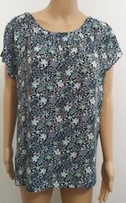 LOFT women's Blouse Top Sz M floral pullover cap sleeve