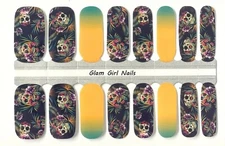 Tropical Skulls Nail Polish Strips / Nail Wraps / Nail Sticker